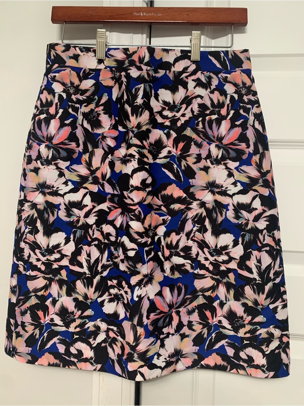 J. Crew Floral A-Line Skirt in Blue and Pink